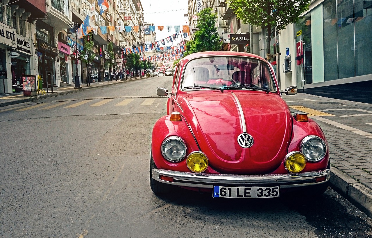 services-01 automotive, volkswagen beetle, car, city, classic, classic car, old car, car wallpapers, pavement, red car, parked car, road, sidewalk, street, vehicle, city street, vintage, volkswagen, vw beetle